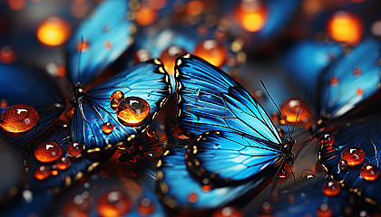 Macro view of butterfly wings, revealing intricate patterns and hues.