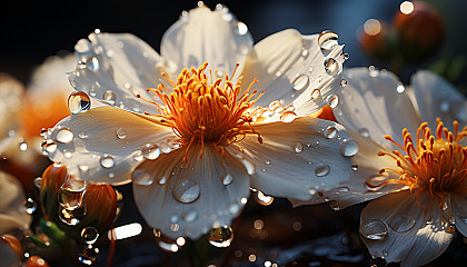 Macro view of petals and pollen in a blooming flower.