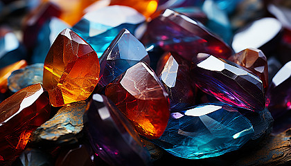 The vivid hues of a mineral or gemstone seen under magnification.