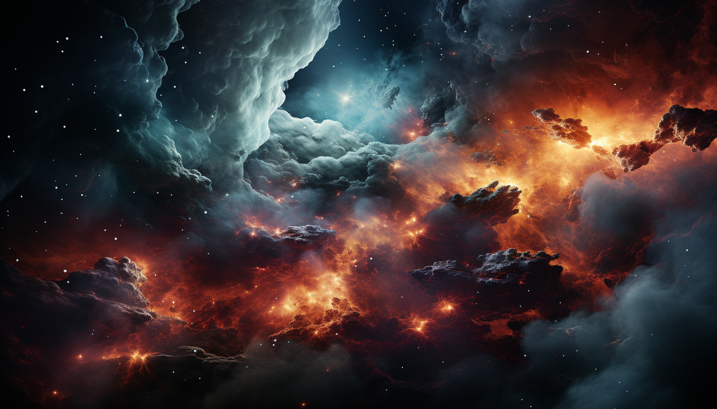 Nebulae in deep space, with an explosion of colors and formations.