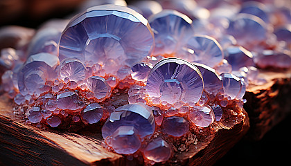 Macro shot of crystalline structures within a geode, revealing hidden beauty.