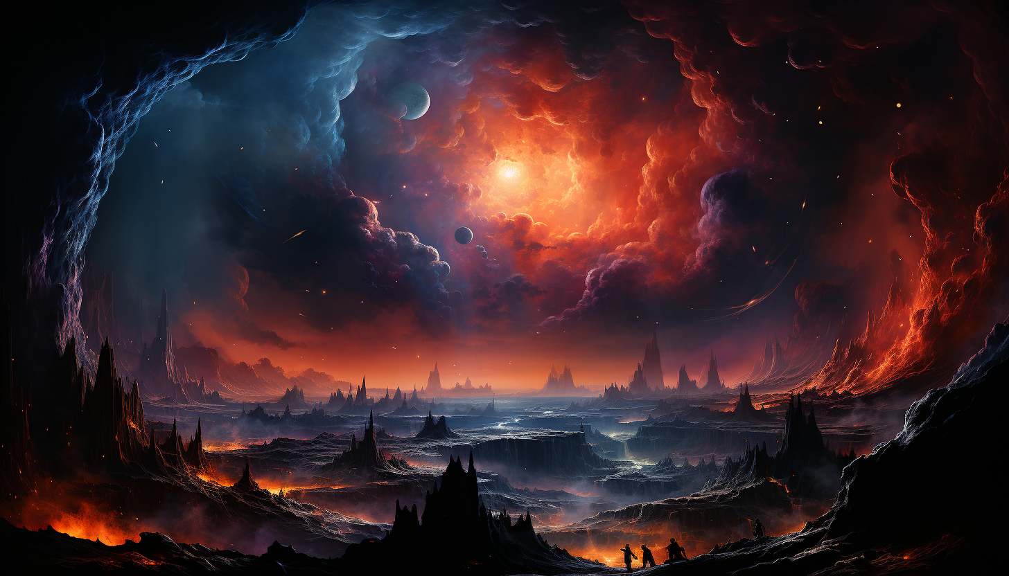 An artistic rendition of a black hole, blending cosmic colors and surreal imagery.