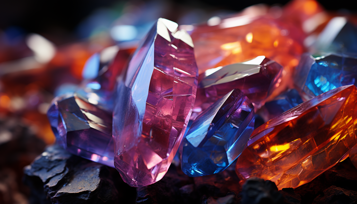 A macro shot of a colorful mineral or crystal, revealing its inner beauty.