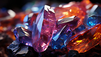 A macro shot of a colorful mineral or crystal, revealing its inner beauty.