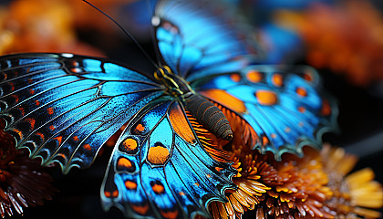 A detailed macro shot of the intricate patterns on a butterfly's wings.