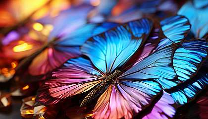 Extreme close-up of iridescent butterfly wings.