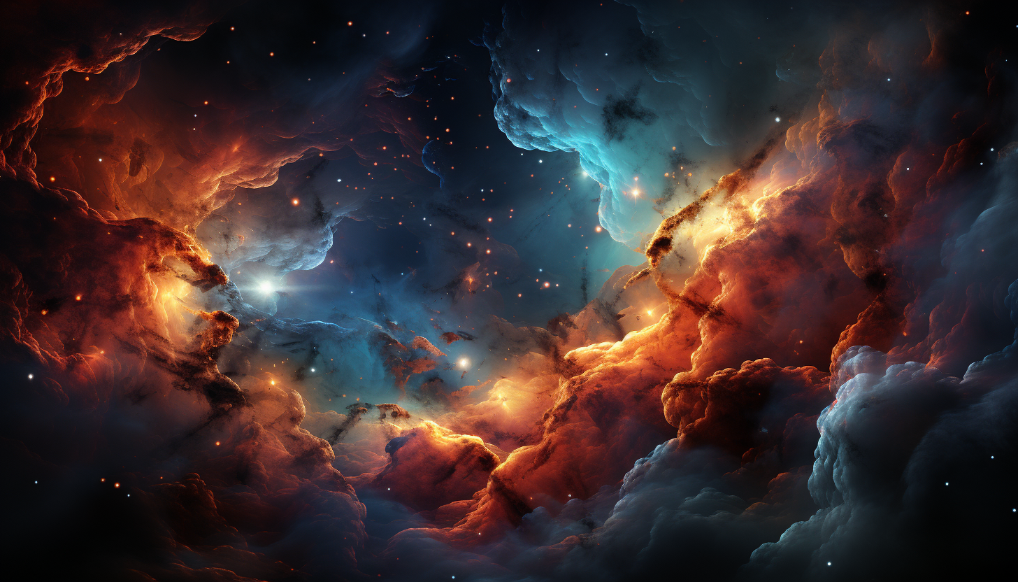 A fiery nebula, full of swirling colors and star formations.
