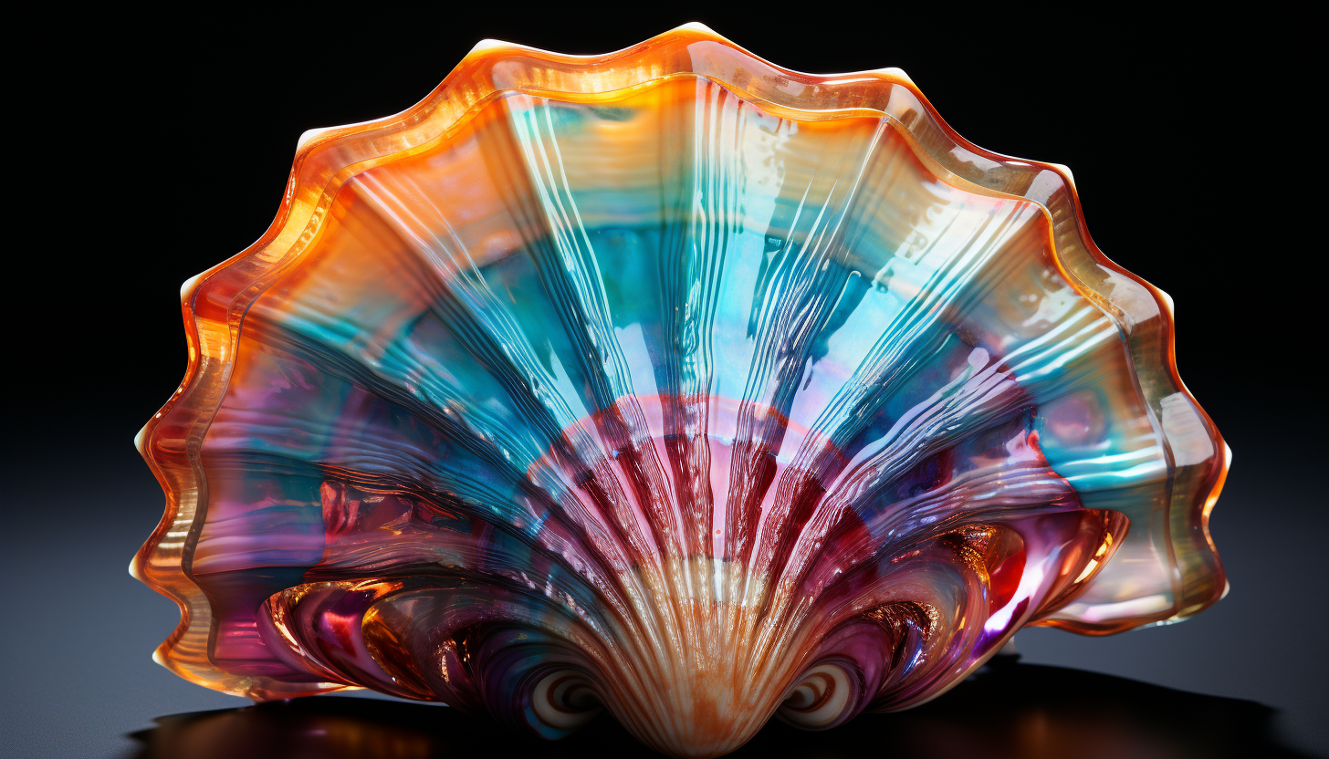 Detailed texture of a sea shell, displaying the natural iridescence.