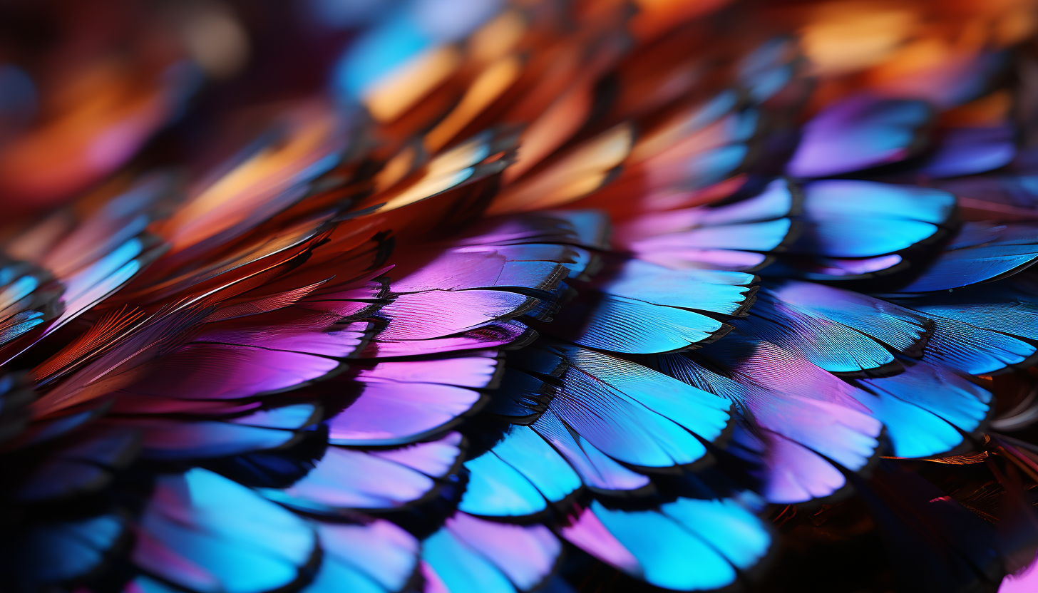 Macro shot of butterfly wings showcasing their iridescent scales.