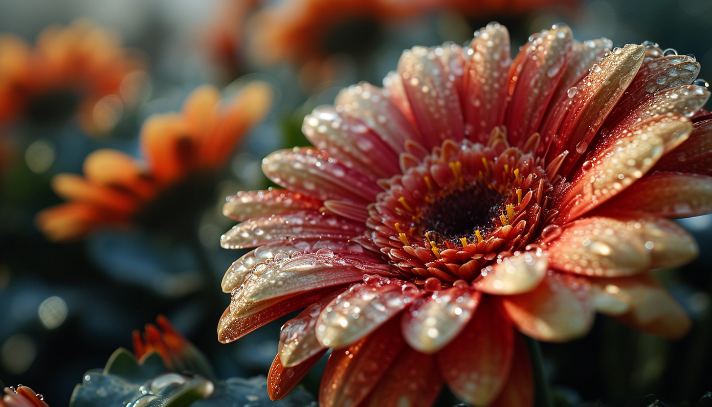 Macro view of a blooming flower with detailed textures and bright colors.