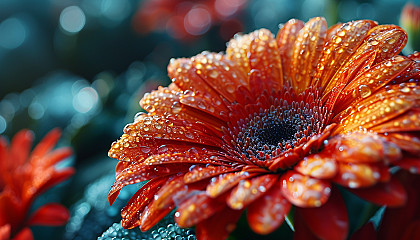 Macro view of a blooming flower with detailed textures and bright colors.