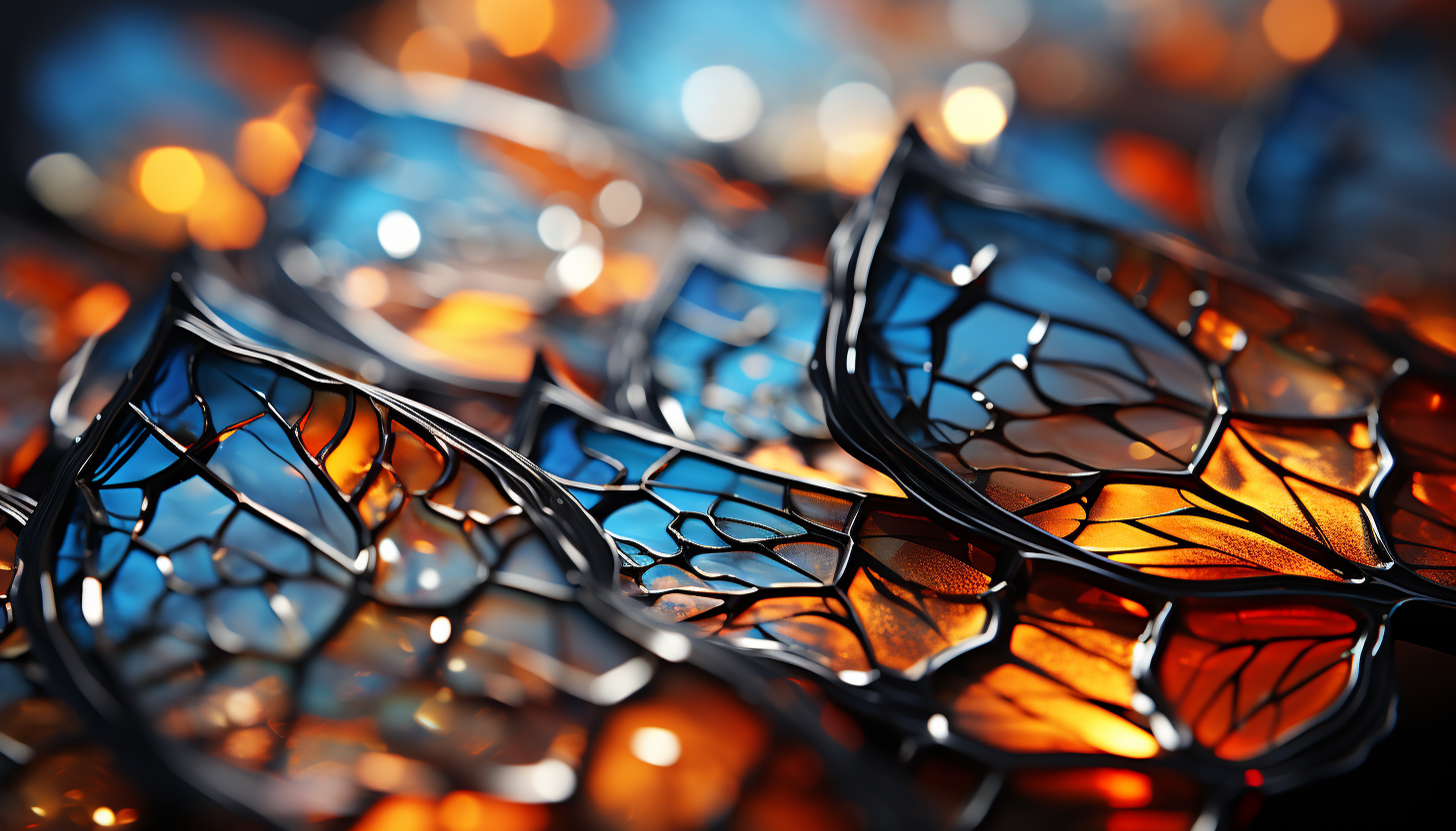 An abstract, macro view of butterfly wings revealing intricate patterns.