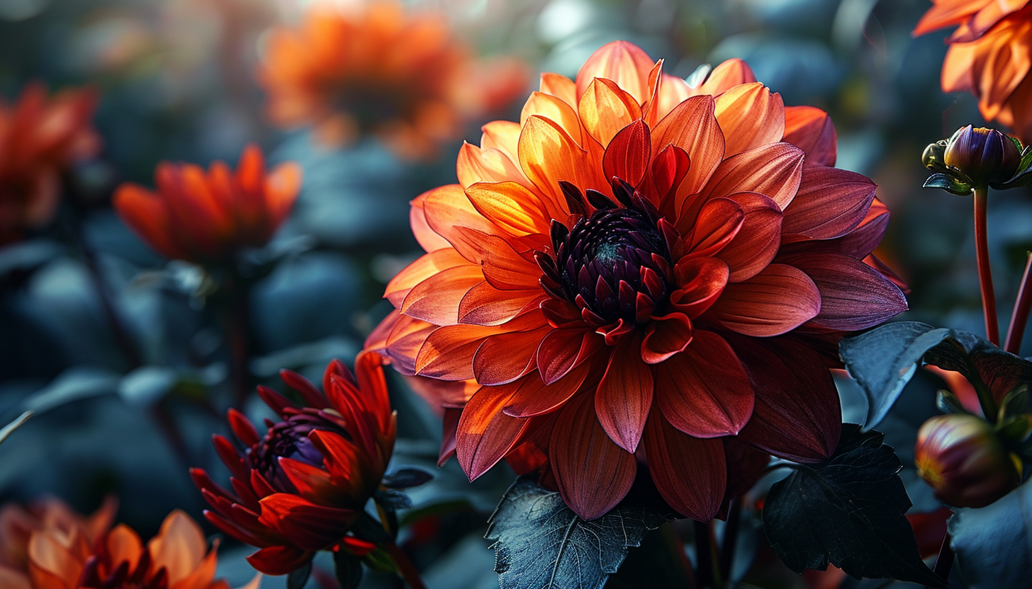 Macro view of a blooming flower with detailed textures and bright colors.