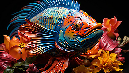 Up close and personal with the vibrant scales of a tropical fish.
