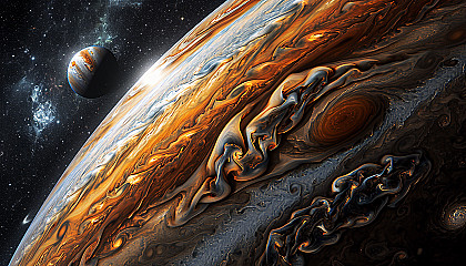 The vibrant and swirling gases of Jupiter.