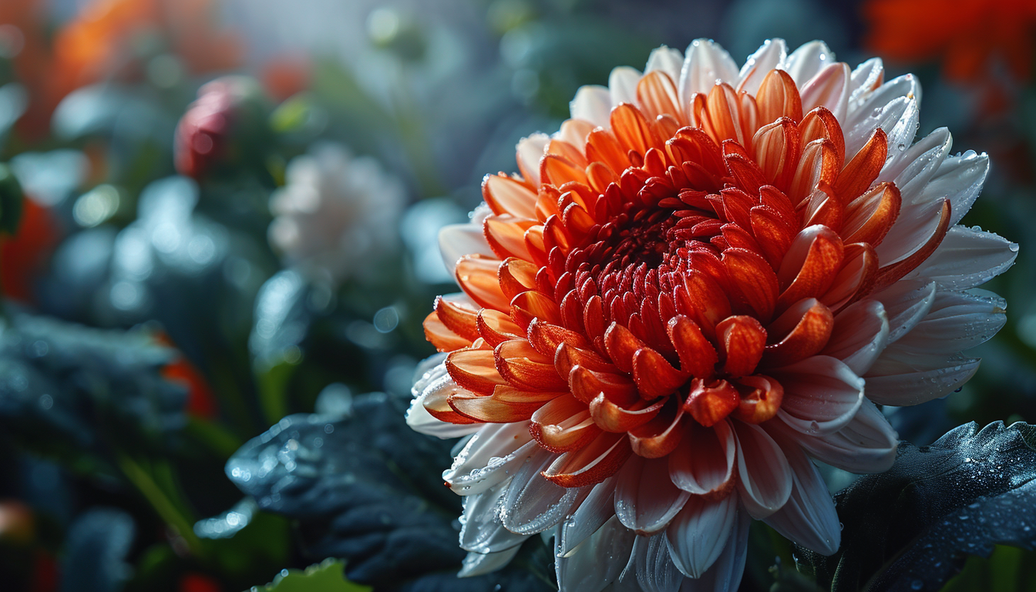 Macro view of a blooming flower with detailed textures and bright colors.