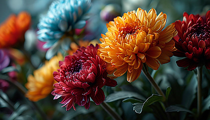 Macro view of a blooming flower with detailed textures and bright colors.