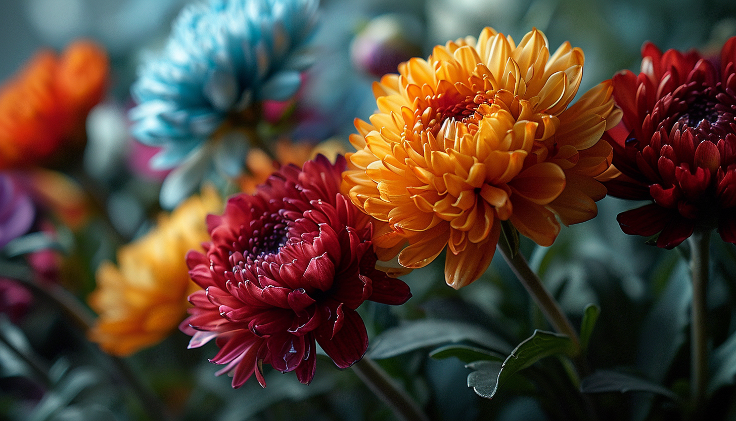 Macro view of a blooming flower with detailed textures and bright colors.