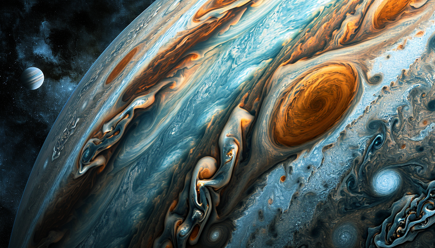 The vibrant and swirling gases of Jupiter.