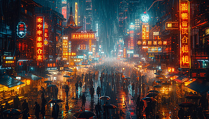 Take a journey to a cyberpunk cityscape, where neon signs and futuristic technology coexist in a gritty, dystopian metropolis.