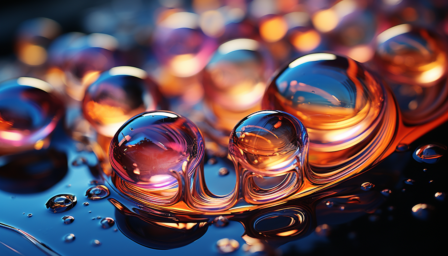 Close-up of the iridescent surface of a bubble or soap film.