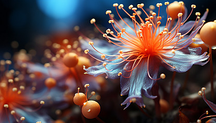 A vibrant close-up of pollen-laden stamen inside a blooming flower.