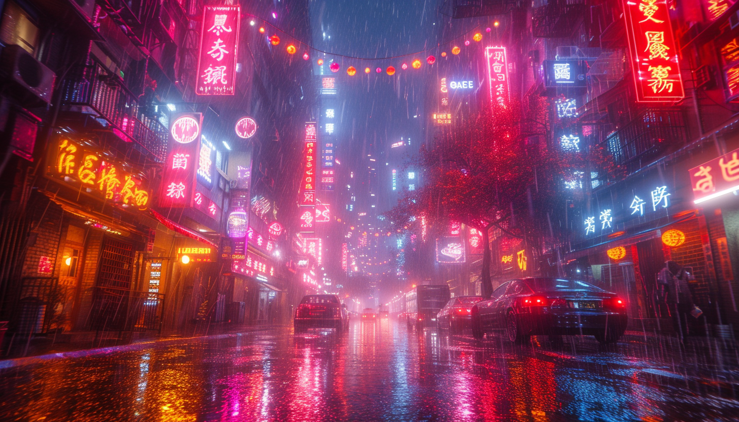 Take a journey to a cyberpunk cityscape, where neon signs and futuristic technology coexist in a gritty, dystopian metropolis.