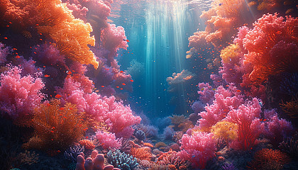 Journey to a vibrant underwater kingdom, where exotic marine life swims among intricately colorful coral reefs and the secrets of the deep are unveiled.