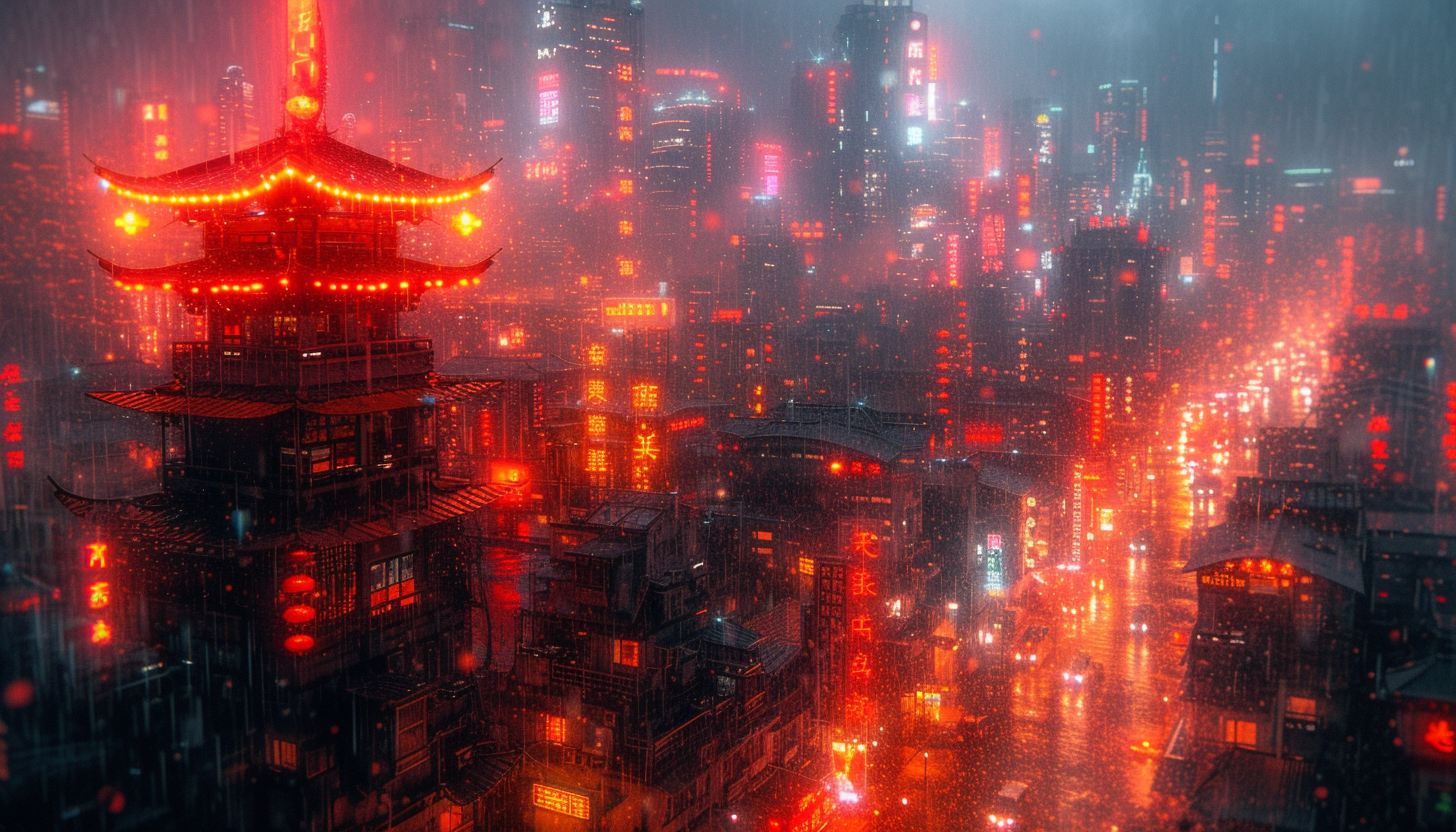 Take a journey to a cyberpunk cityscape, where neon signs and futuristic technology coexist in a gritty, dystopian metropolis.