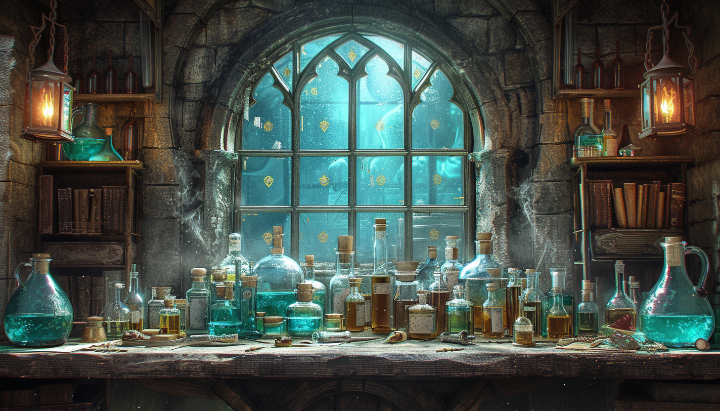 Step into a medieval alchemist's laboratory, with bubbling potions, arcane symbols, and the promise of mystical discoveries.