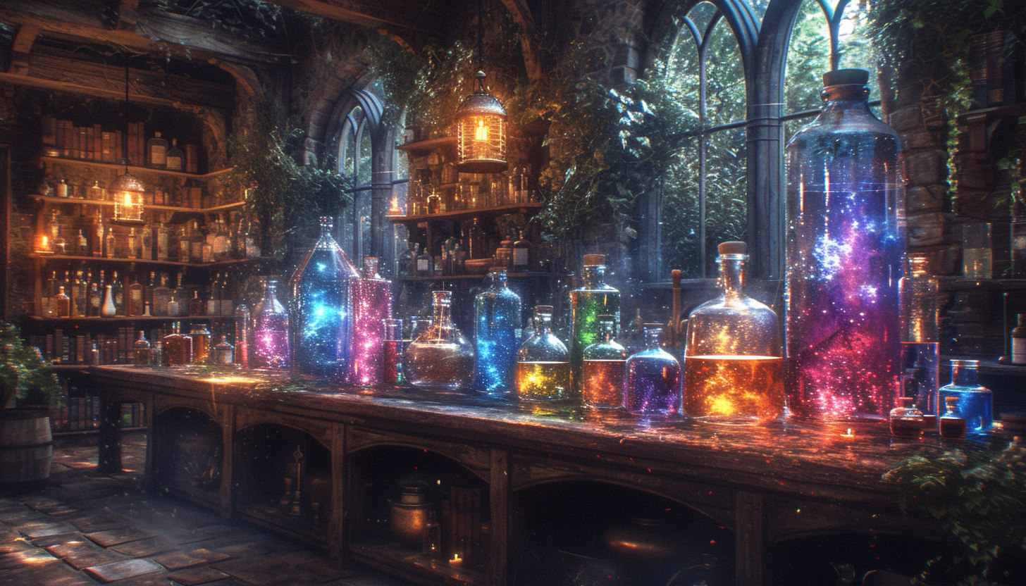 Step into a medieval alchemist's laboratory, with bubbling potions, arcane symbols, and the promise of mystical discoveries.