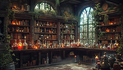 Step into a medieval alchemist's laboratory, with bubbling potions, arcane symbols, and the promise of mystical discoveries.