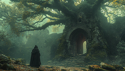 Step into a medieval fantasy realm within the castle's enchanted forest, where mythical creatures roam amidst ancient trees and moss-covered stones.