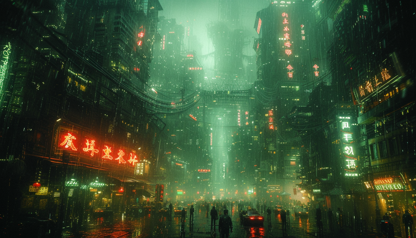 Take a journey to a cyberpunk cityscape, where neon signs and futuristic technology coexist in a gritty, dystopian metropolis.