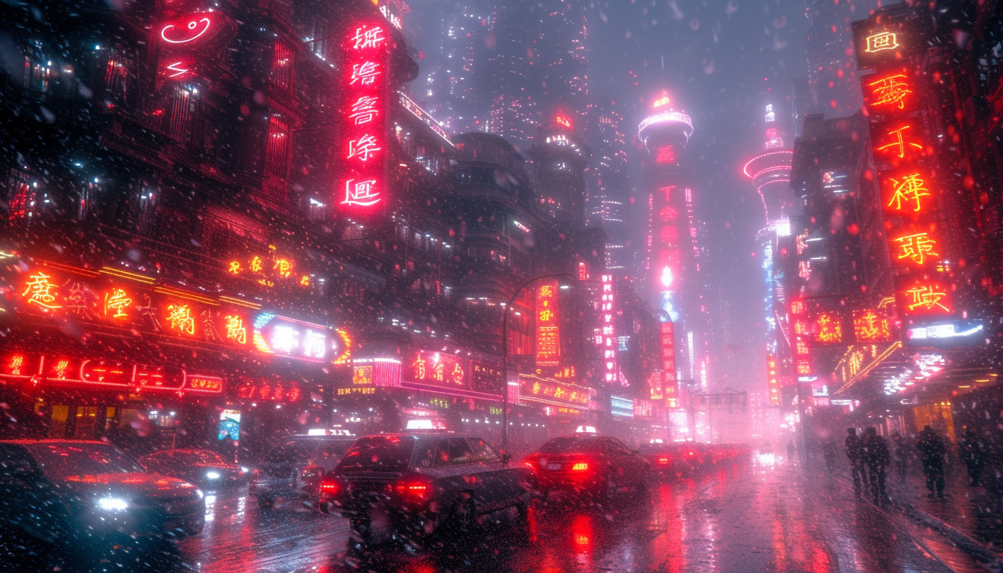 Take a journey to a cyberpunk cityscape, where neon signs and futuristic technology coexist in a gritty, dystopian metropolis.
