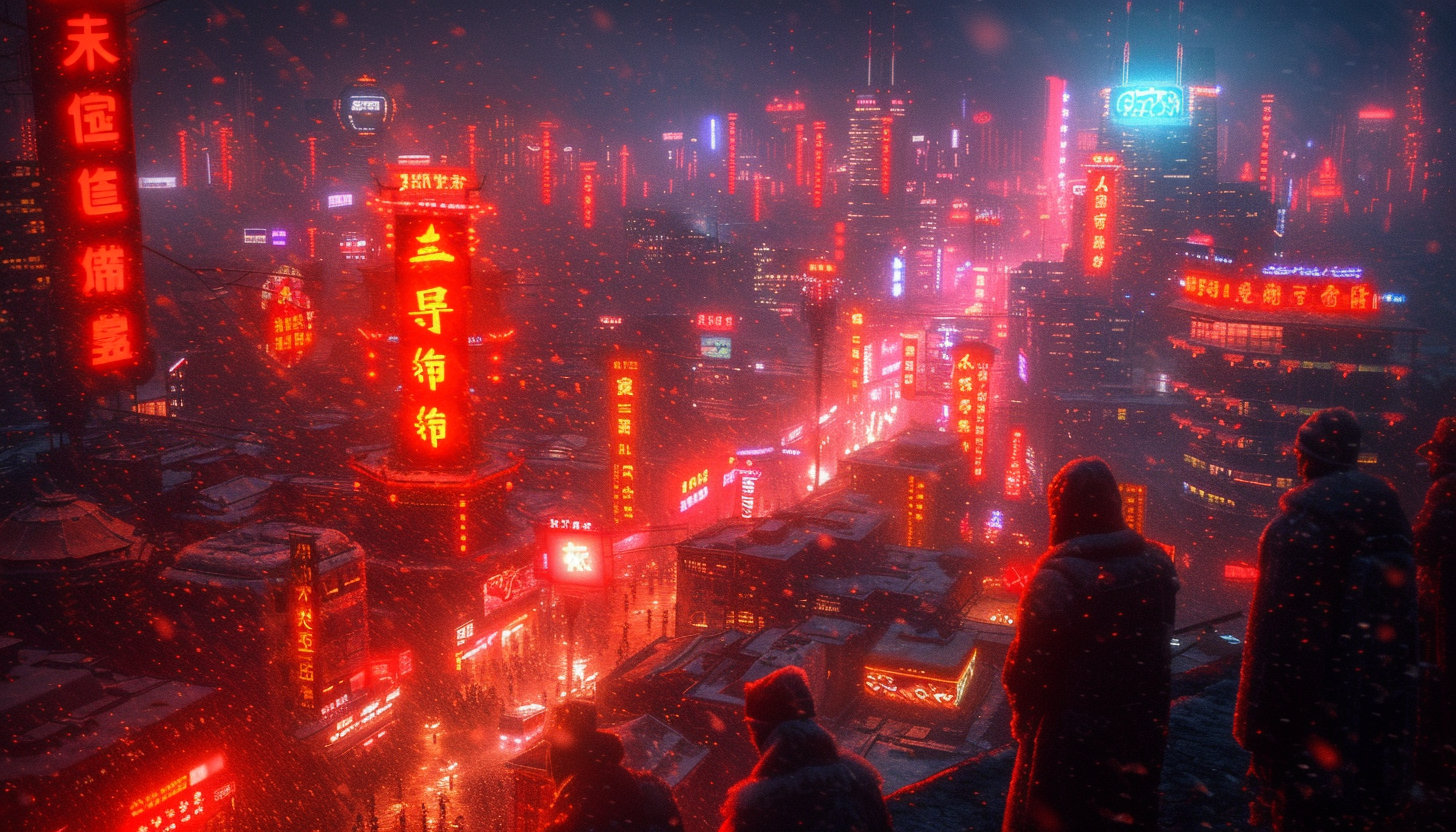 Take a journey to a cyberpunk cityscape, where neon signs and futuristic technology coexist in a gritty, dystopian metropolis.