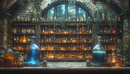 Step into a medieval alchemist's laboratory, with bubbling potions, arcane symbols, and the promise of mystical discoveries.