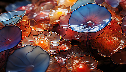 Close-up of crystalline structures within a geode, radiating colors.