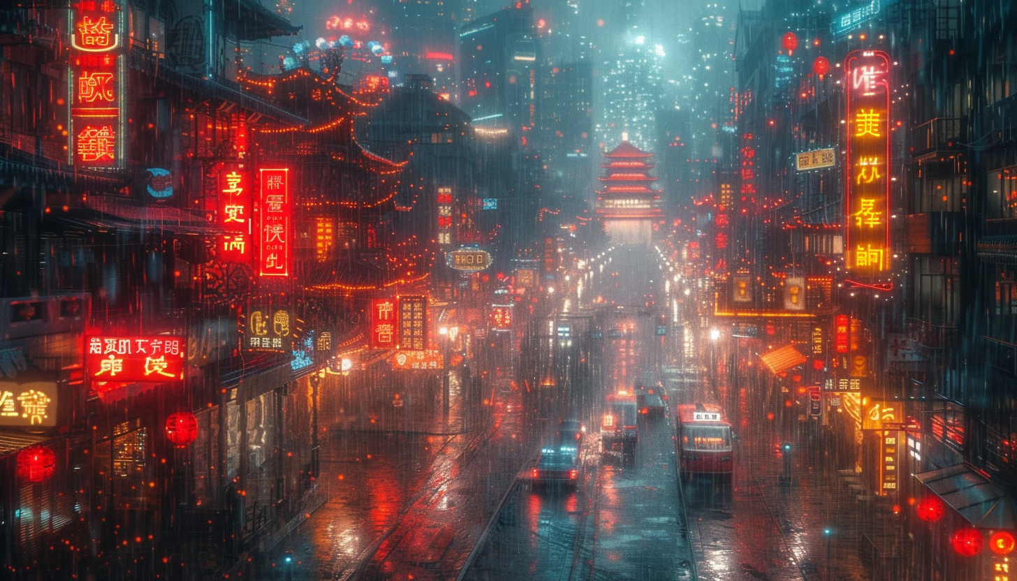 Take a journey to a cyberpunk cityscape, where neon signs and futuristic technology coexist in a gritty, dystopian metropolis.