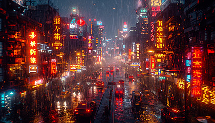 Take a journey to a cyberpunk cityscape, where neon signs and futuristic technology coexist in a gritty, dystopian metropolis.