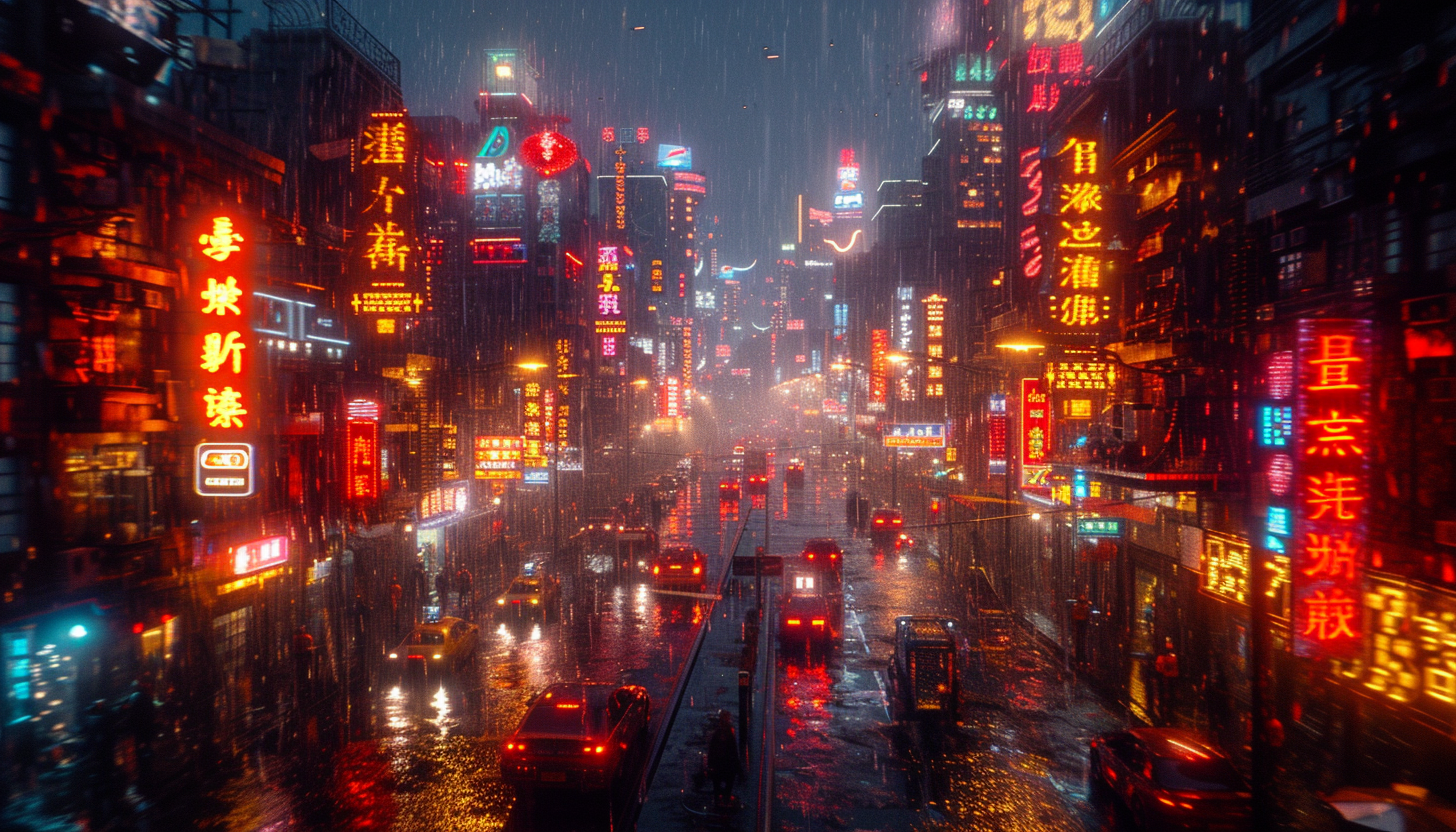 Take a journey to a cyberpunk cityscape, where neon signs and futuristic technology coexist in a gritty, dystopian metropolis.
