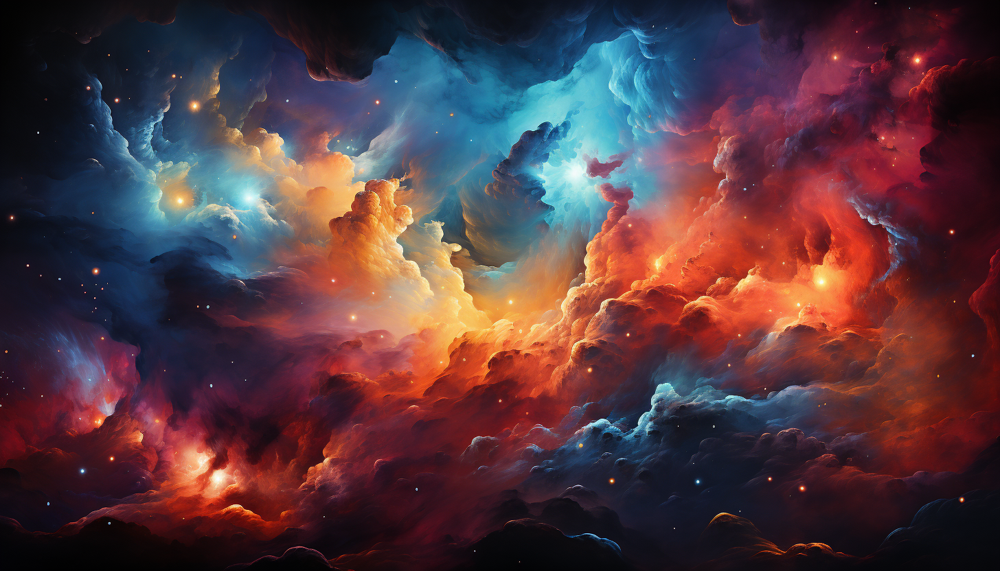 A nebula filled with vibrant colors and swirling star formations.