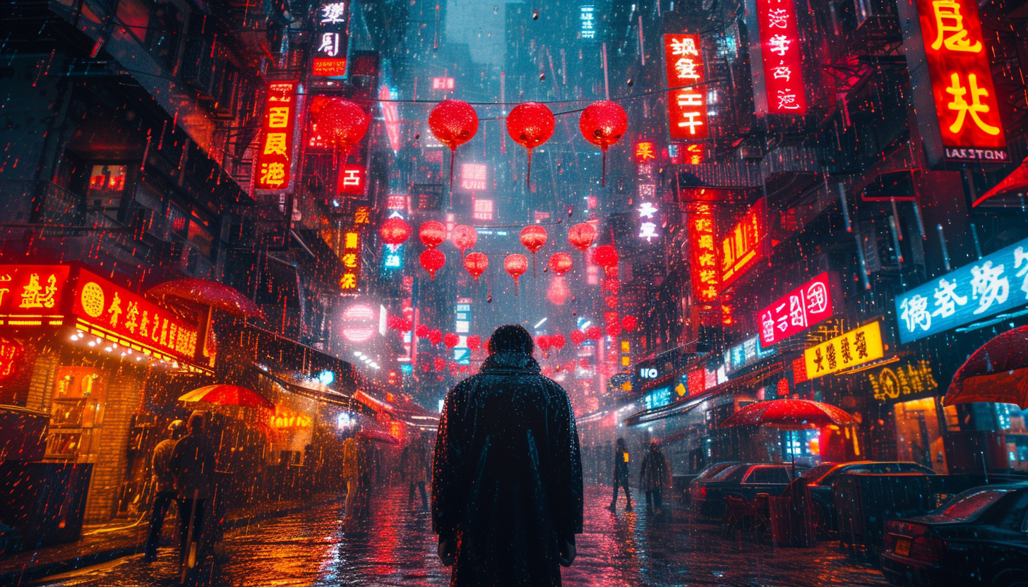 Take a journey to a cyberpunk cityscape, where neon signs and futuristic technology coexist in a gritty, dystopian metropolis.