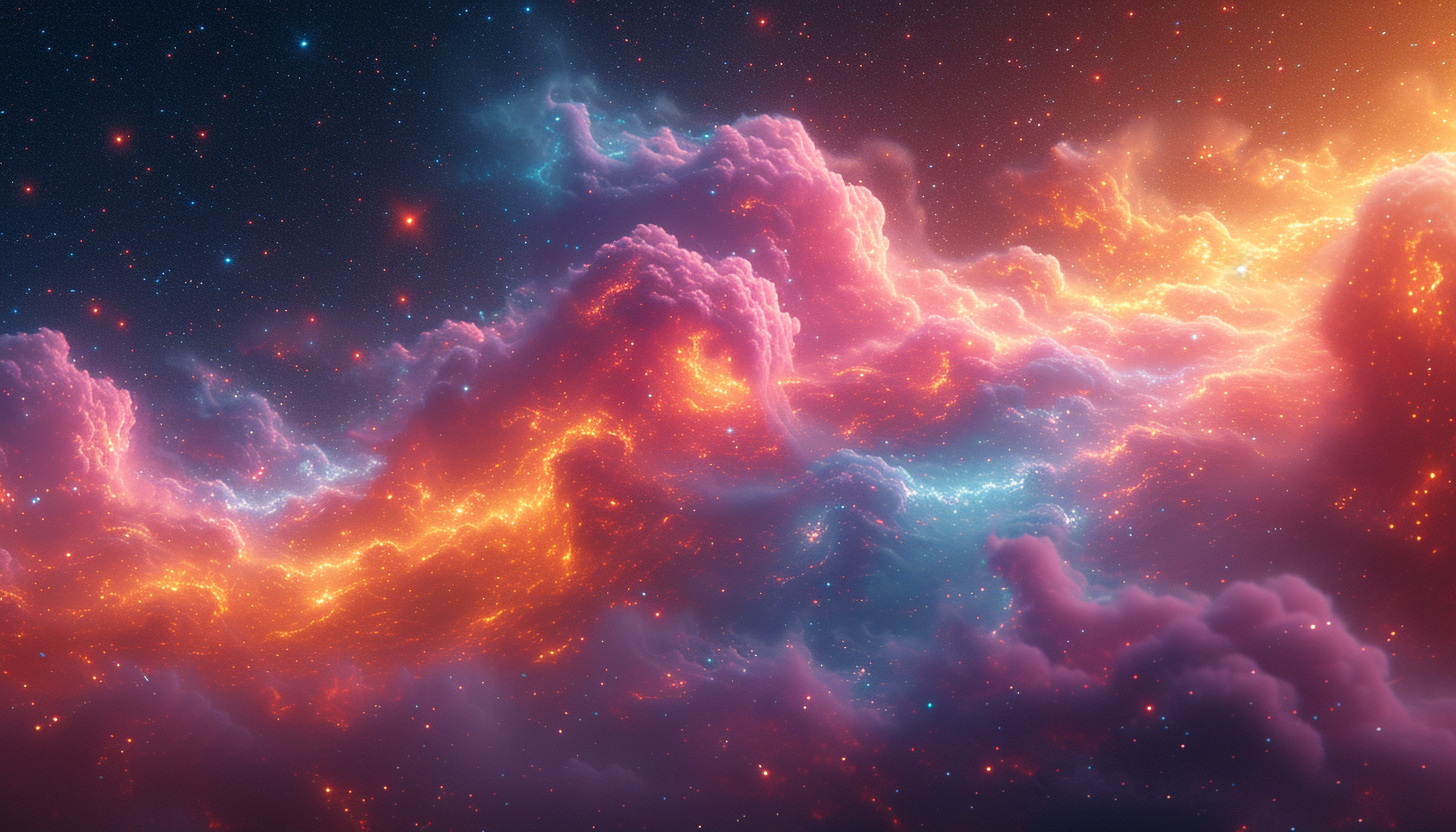 Drift through an abstract dreamscape in the cosmos, where surreal shapes and cosmic phenomena merge in a kaleidoscope of colors and patterns.