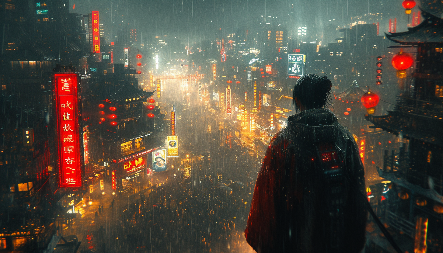 Take a journey to a cyberpunk cityscape, where neon signs and futuristic technology coexist in a gritty, dystopian metropolis.