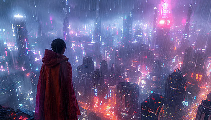 Dive into a cyberpunk metropolis at night, where neon signs, holographic projections, and futuristic skyscrapers create a neon-lit dreamscape.