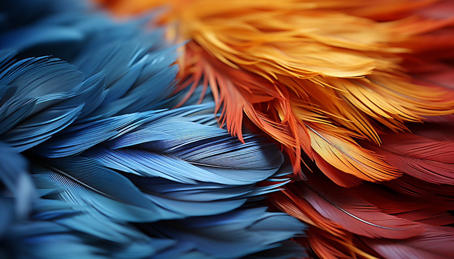 Close-up of the texture and colors in a bird's feather.