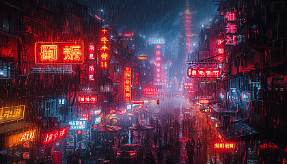 Take a journey to a cyberpunk cityscape, where neon signs and futuristic technology coexist in a gritty, dystopian metropolis.