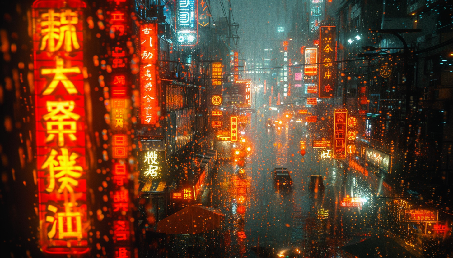 Take a journey to a cyberpunk cityscape, where neon signs and futuristic technology coexist in a gritty, dystopian metropolis.