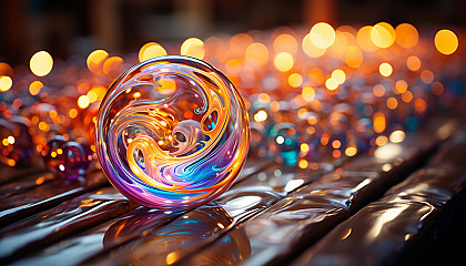 A close-up of a rainbow-colored soap bubble, highlighting its transient beauty.